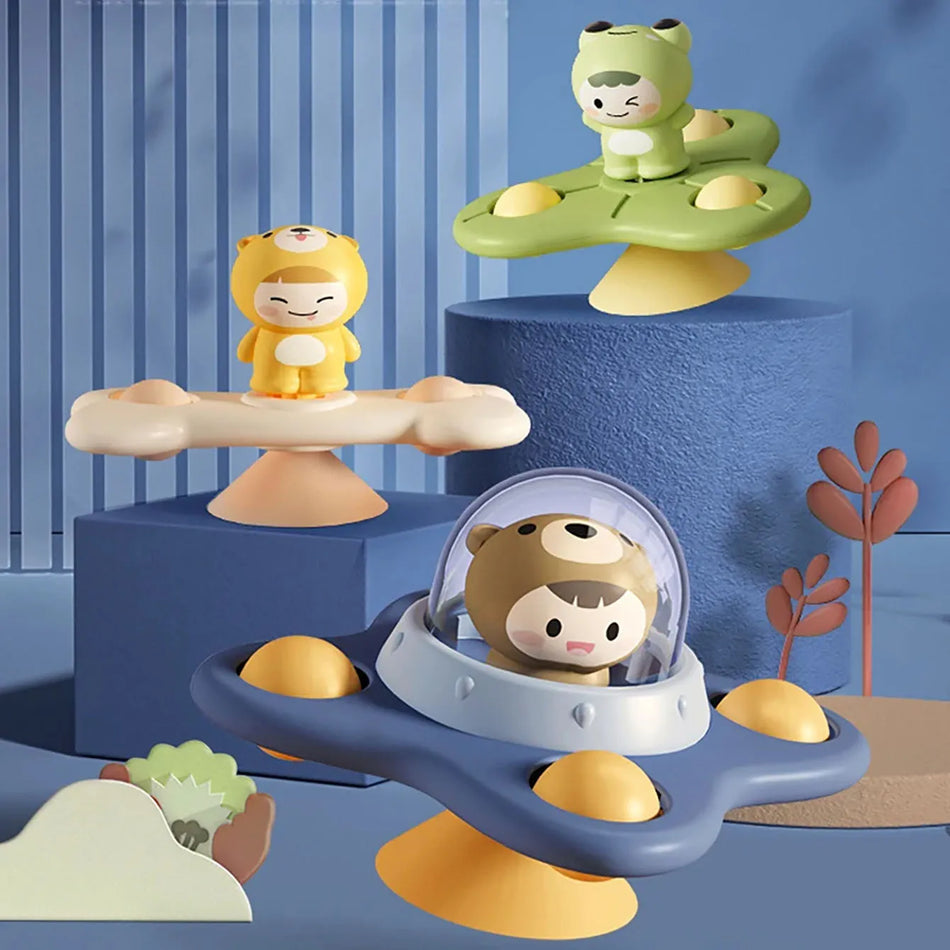 Airplane Themed Baby Soothe Toy for Bath Time, Sucker Spinner, Early Education Toy, Made of ABS Plastic