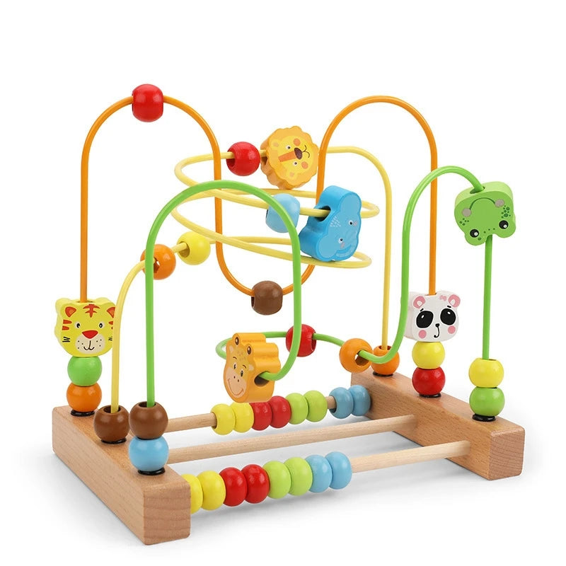 Montessori Wooden Roller Coaster Bead Maze Toys for Toddlers L - 22.5x22.5x15cm 4