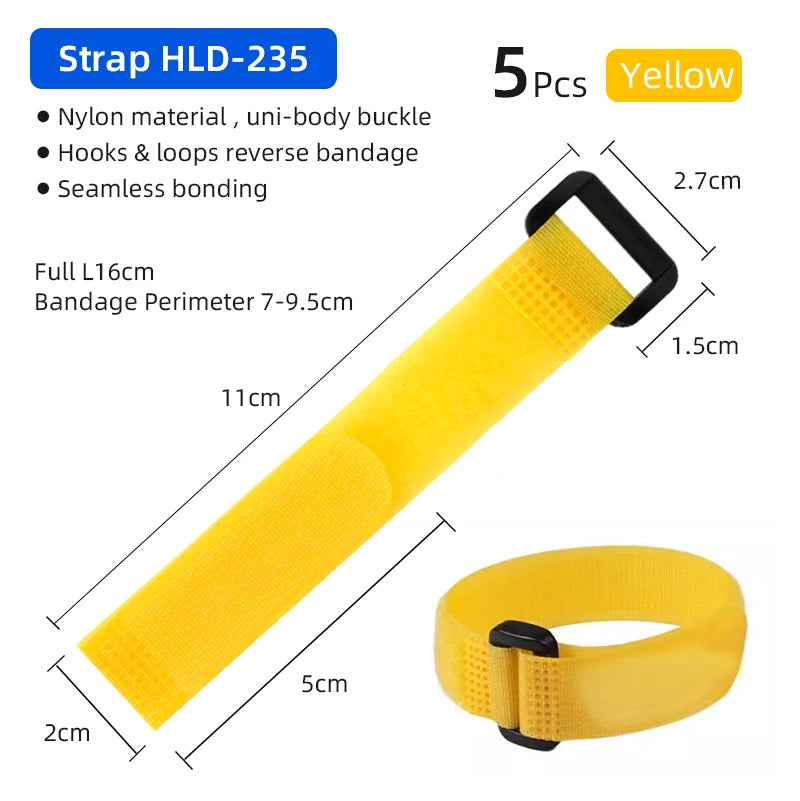Deemount Bicycle Hook Loop Tape &ndash; Durable Nylon Fastening Straps Yellow 16cm 5PC / CHINA
