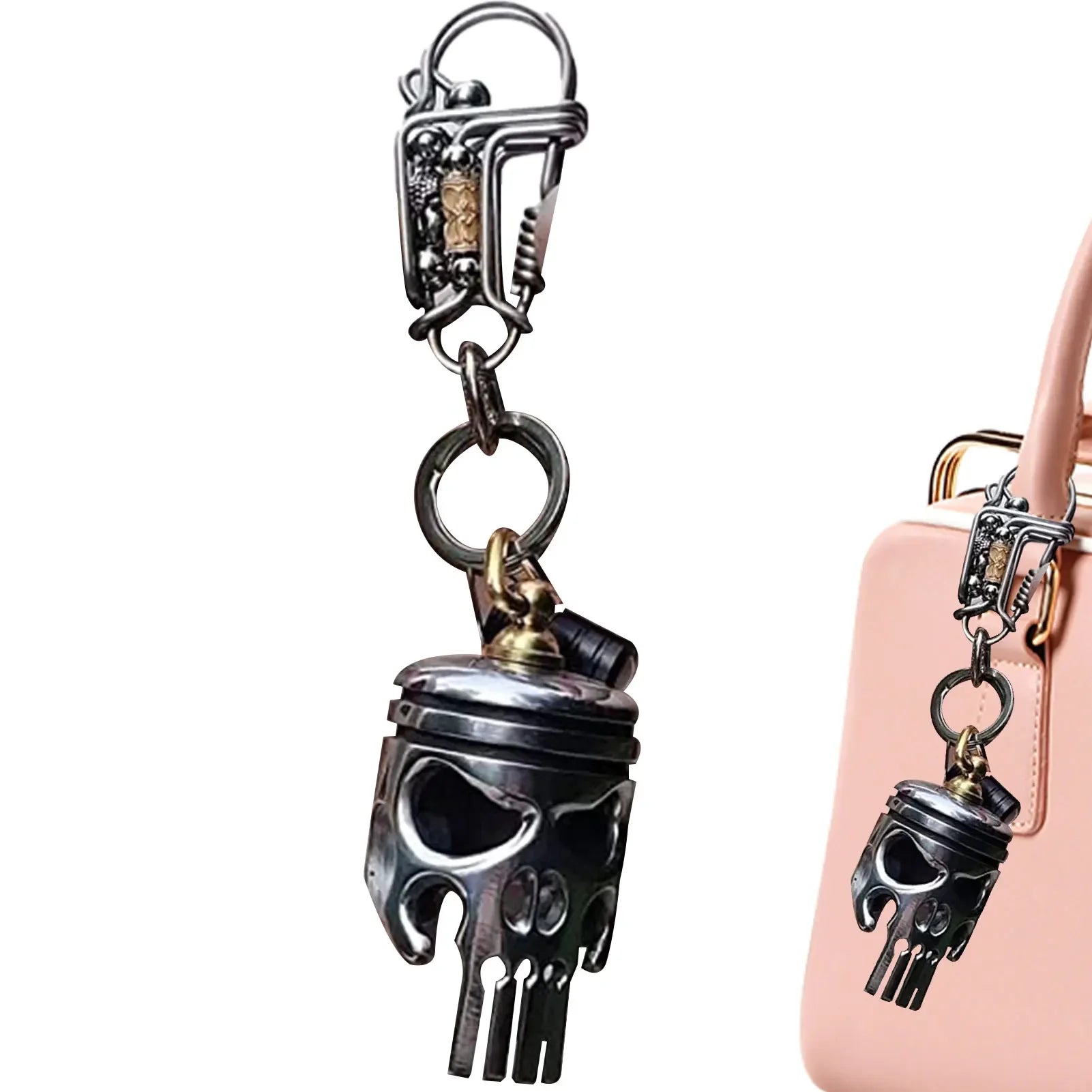 Skull Keychains Piston Art Keychain &ndash; With Flashlight