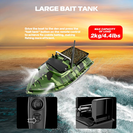 V050 Green Fishing Bait Boat with Dual Motors and Fish Finder