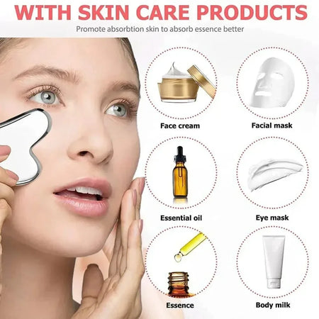 Ice Face Roller &amp; Gua Sha Board Set - Facial Massage &amp; Lifting Tools