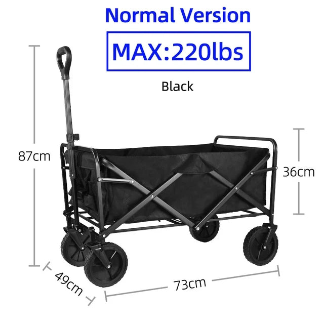 Collapsible Folding Utility Beach Cart Wagon - Heavy Duty Portable Garden &amp; Camping Trolley STC220LBS