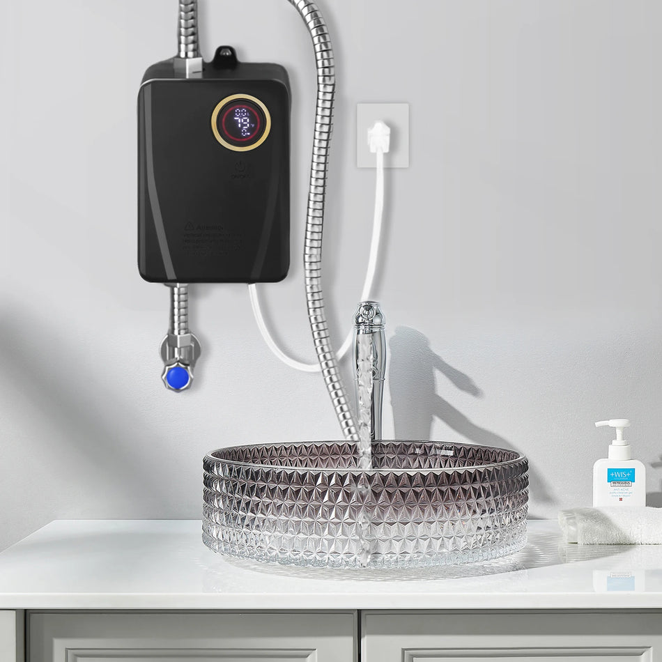 3500W Elektrisk Vattenvärmare Med LED Temperaturdisplay, Väggmonterad ABS