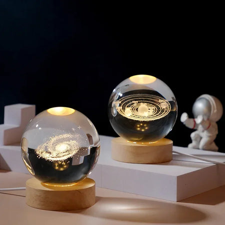 3D Crystal Spheres Glass Globe - Galaxy Solar System Decor