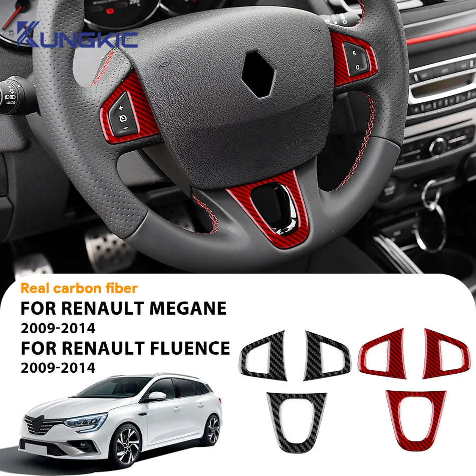 Rivestimento del volante con morbida fibra di carbonio per Renault Fluence 2009-2014