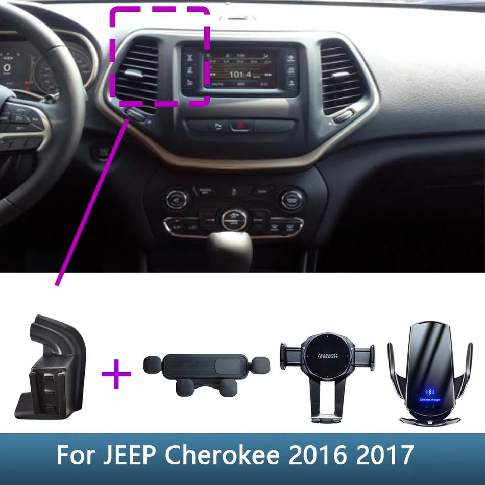 Jeep Cherokee 2016 2017 Telefono Laikiklis Belaidis Įkrovimo Pagrindas