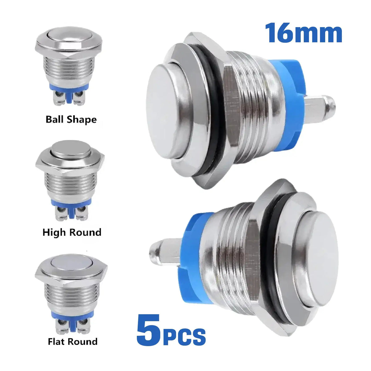 5/20Pcs 16mm Waterproof Momentary Reset Metal Push Button Switch Screw Terminal Power Switch Car Engine Doorbell by InterCyprus Trading Ltd