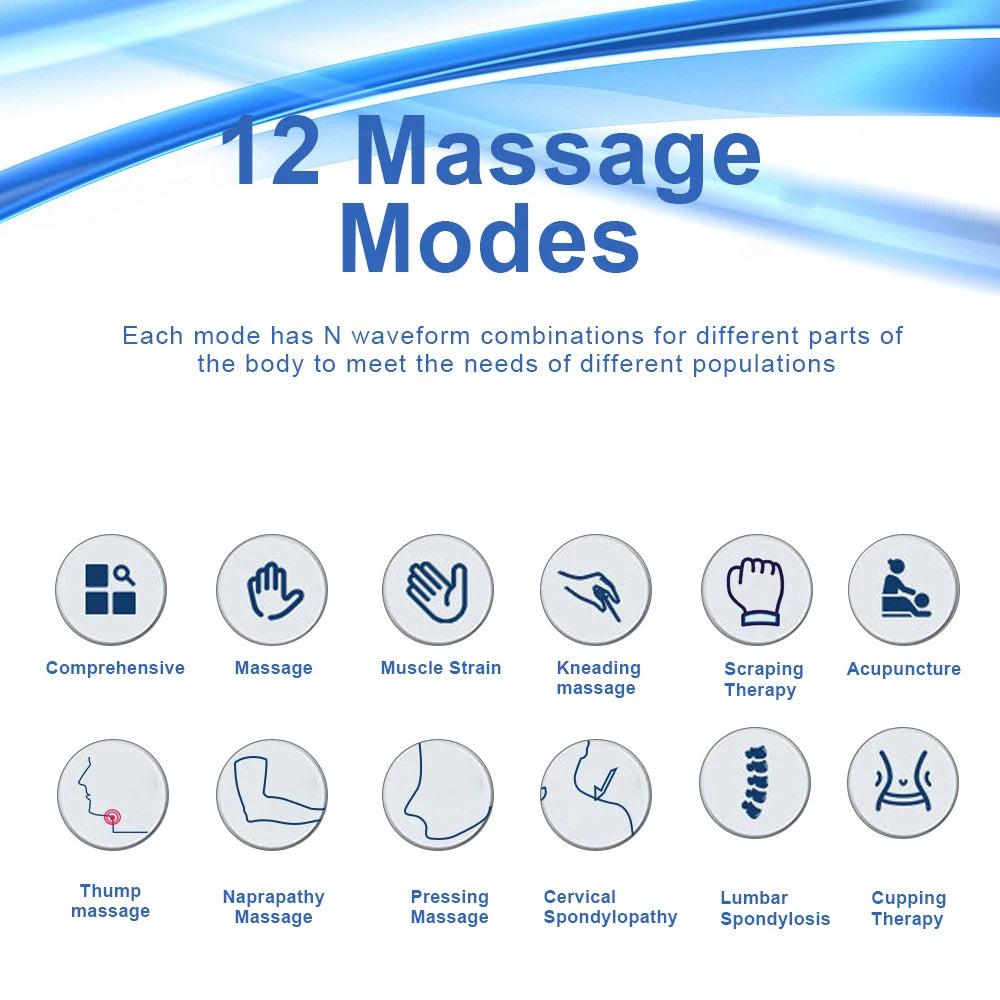 12-Mode TENS &amp; EMS Muscle Stimulator for Pain Relief and Rehabilitation