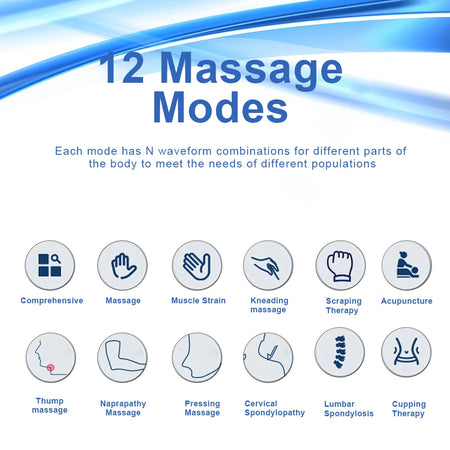 12-Mode TENS &amp; EMS Muscle Stimulator for Pain Relief and Rehabilitation