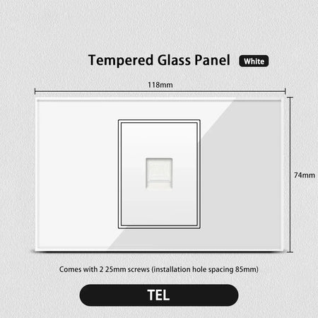 White Glass USB TypeC Wall Socket &ndash; Smart WiFi Switch Glass White / Tel Socket