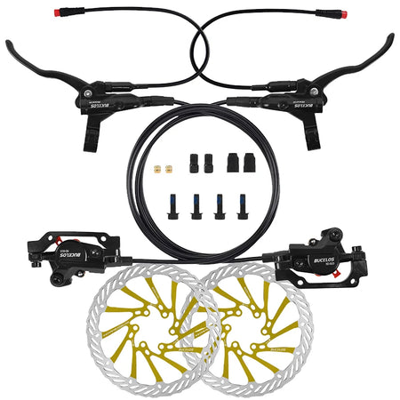 BUCKLOS Hydraulic Disc Brake Set for E-Bikes and Scooters Brakes-Rotor Yellow