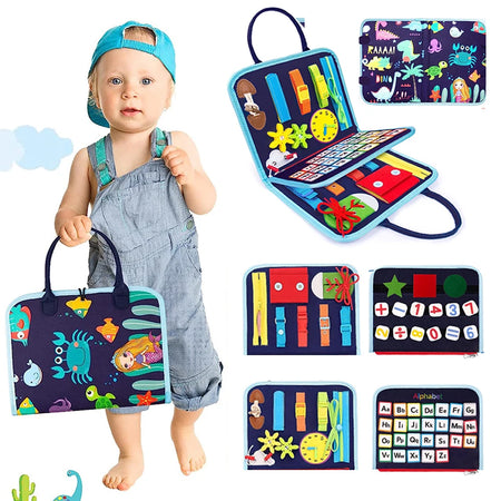 20-in-1 Montessori Toddler Busy Board &ndash; Sensory Play DEEP BLUE