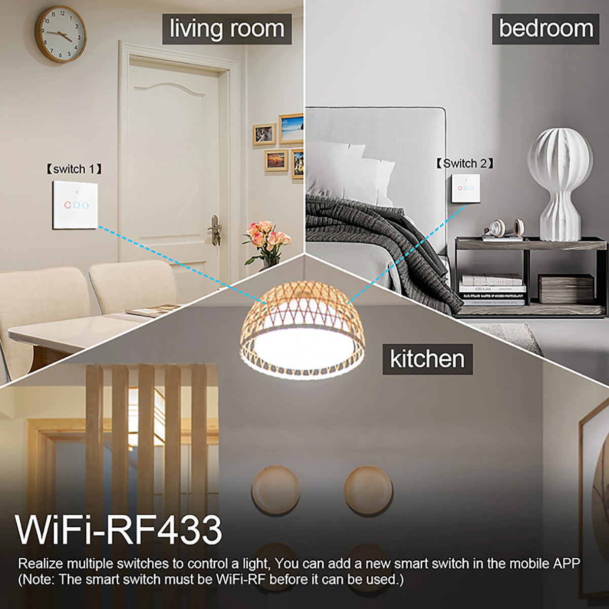 WiFi Smart Switch EU Touch 220V - No Neutral Required