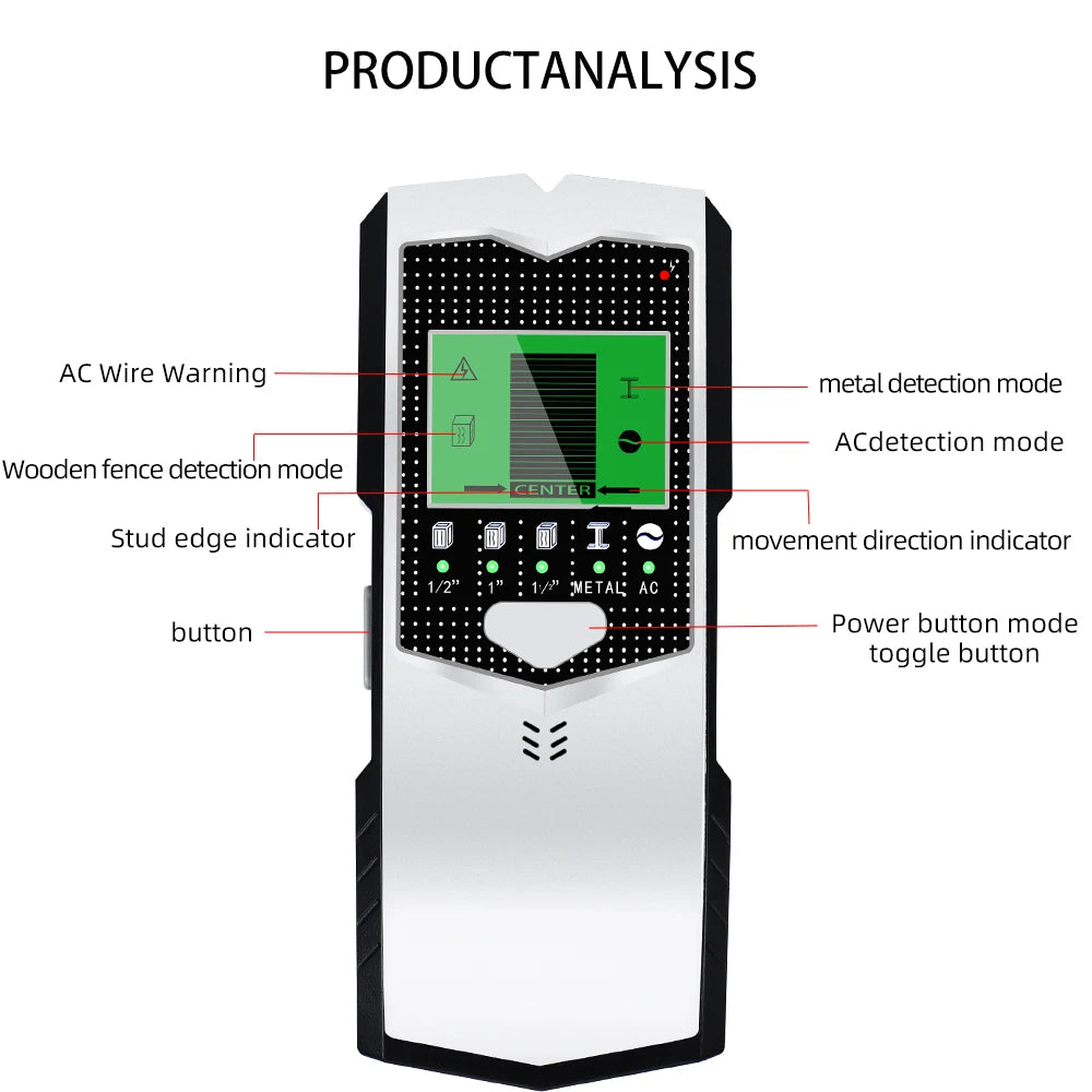 Multifunctional 5 in 1 Wall Detector &ndash; Accurate Depth Tracking