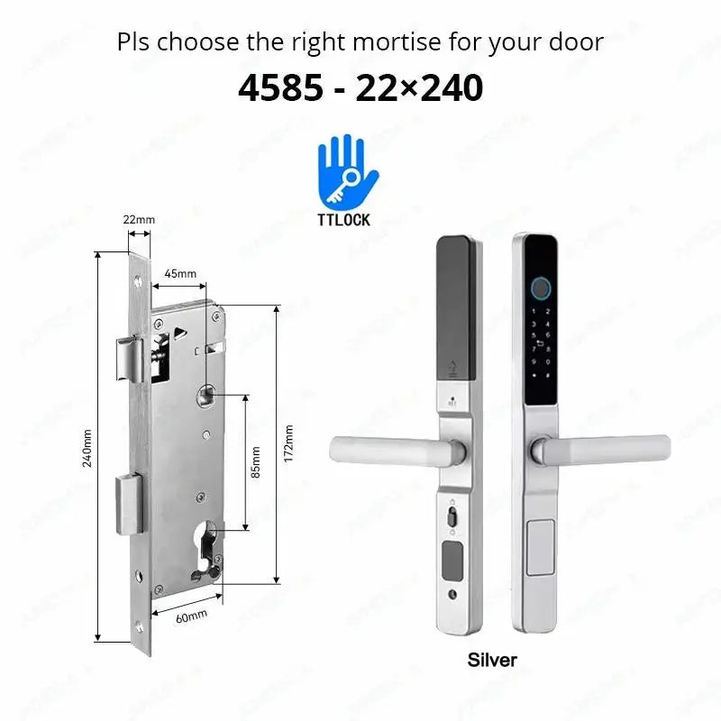 Waterproof Smart Lock with TTLock App Silver4585-Long