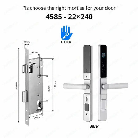 Waterproof Smart Lock with TTLock App Silver4585-Long