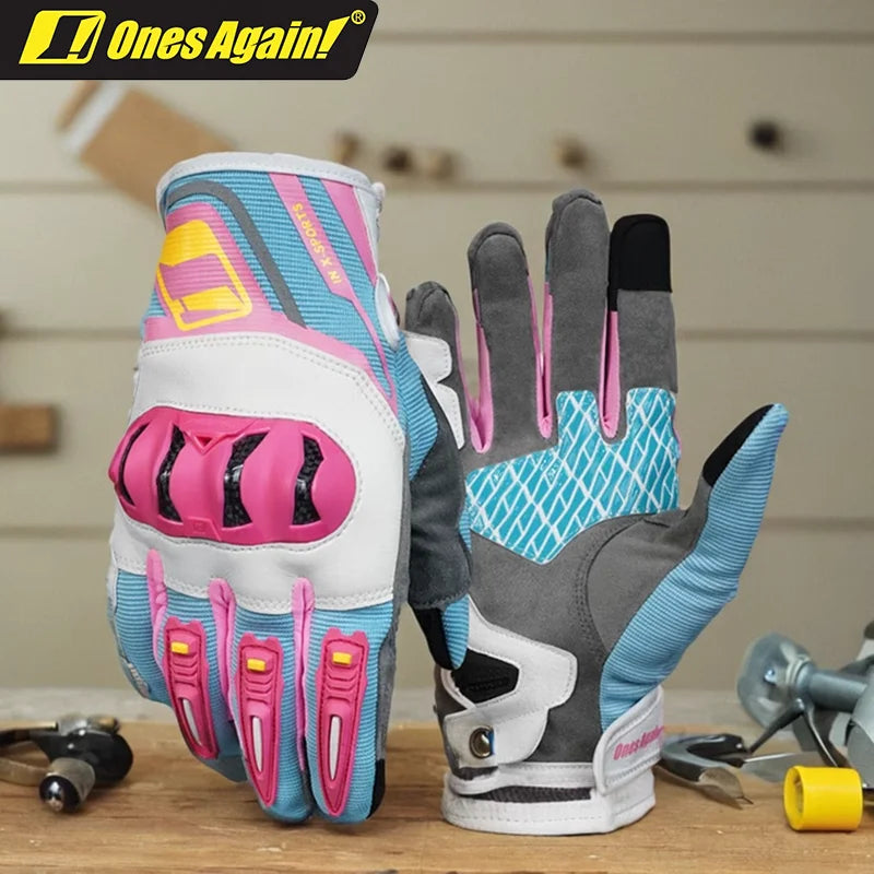 Ones Again Women's Breathable Carbon Fiber Motorcycle Gloves