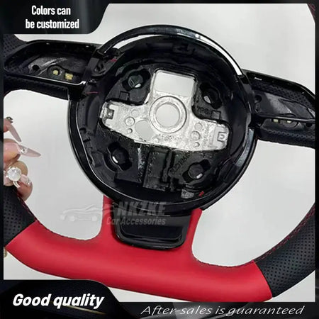 For Audi customized red handmade all leather sports steering wheel 2012-2016 S3 S4 S5 3 Rs4 Rs5 Rs6 Rs7 upgraded and modified by InterCyprus Trading Ltd