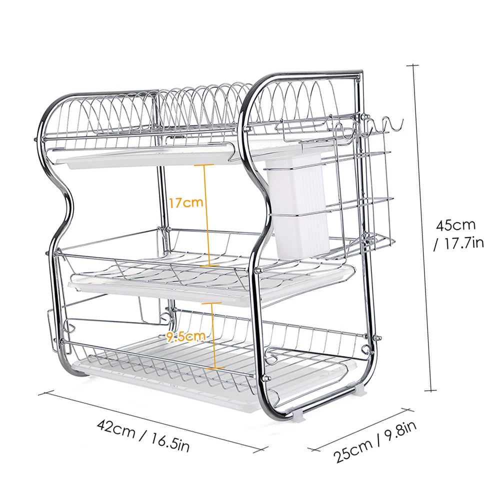 Multi-Functional 3-Tier Dish Rack &ndash; Draining Rack Holder