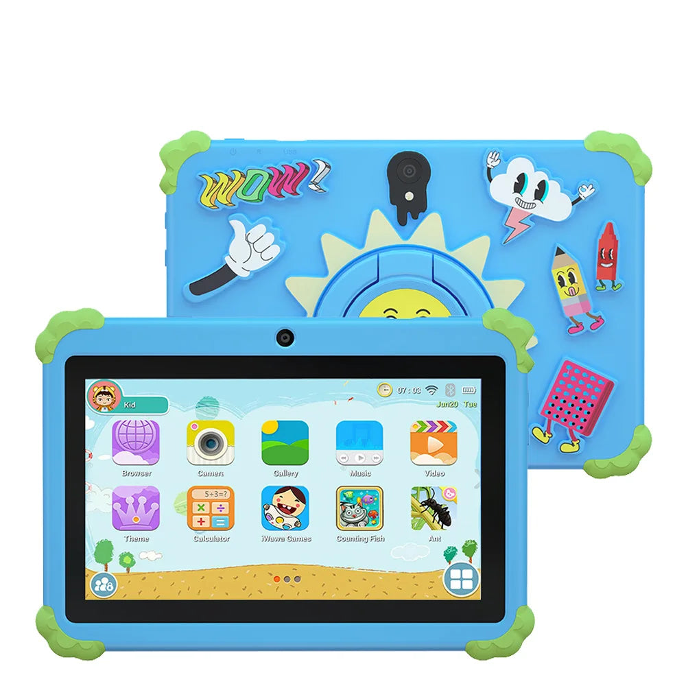 New 7 Inch Cartoon Pattern Kids Tablet &ndash; Ultra Slim Blue / Standard Versions / CHINA