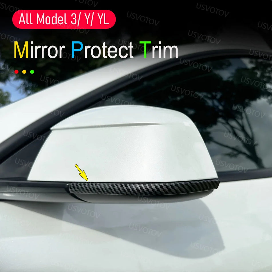 For 2026-2021 Tesla Model 3 Y YL Rear View Mirror Trim Cover Anti-collision Strips Mirror Edge Bumper Protective Car Accessories