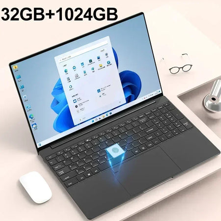 Portable Laptop 15.6 Inch &ndash; High Performance with 32GB RAM and 2TB SSD black 32GB 1024GB / Intel Celeron N5095