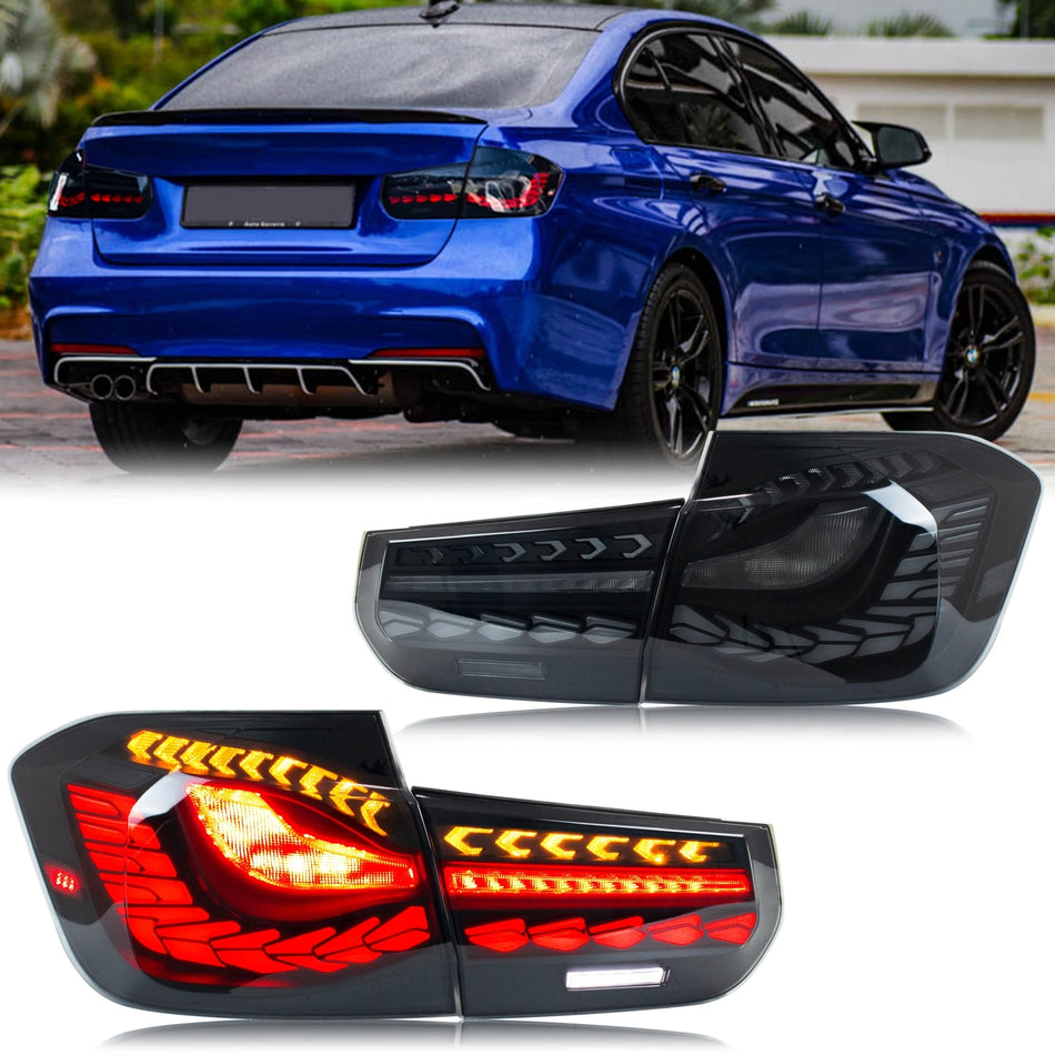 Luces Traseras de la Serie 3 de BMW con Señal de Giro Secuencial, Lámparas Traseras Negras