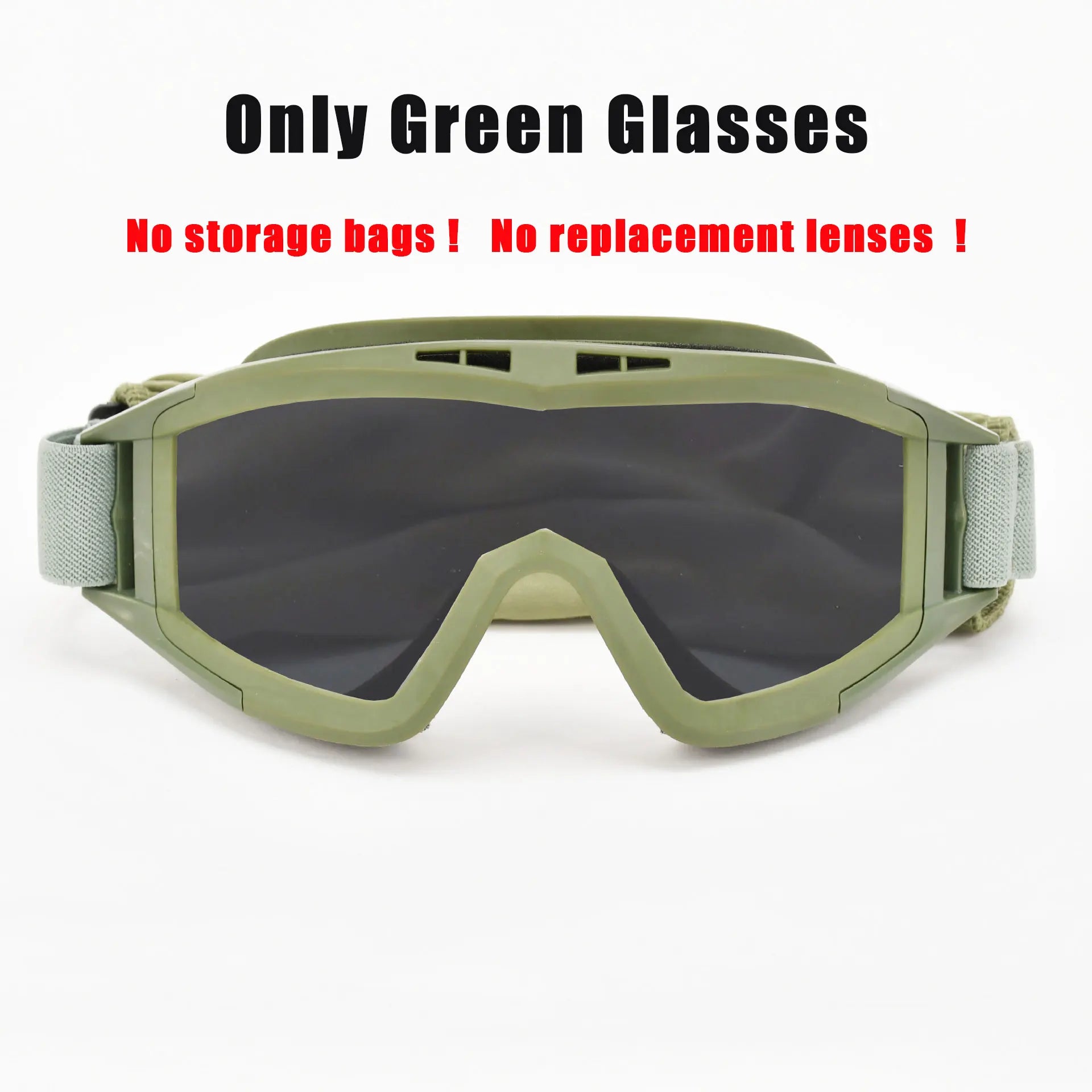 Tactical Goggles with 3 Interchangeable Lenses, Windproof Dustproof Safety Glasses for Outdoor Climbing Sport Protective Eyewear Only 1 Lens Green