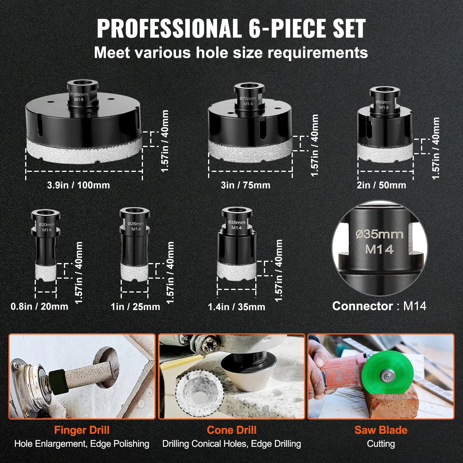 SucceBuy Diamond Core Drill Bit Set Kit &ndash; Storage Case