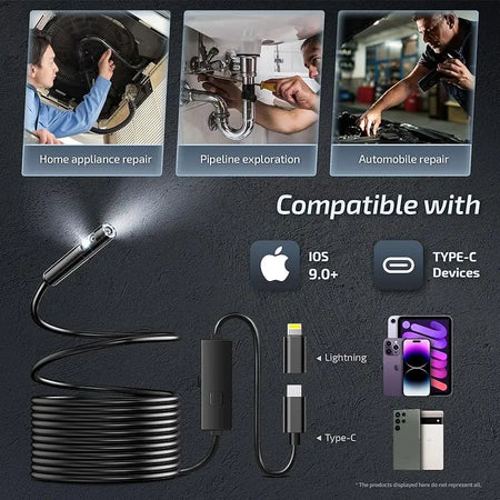 2MP Single Dual Lens Endoscope Camera W300 - 3-In-1 USB C
