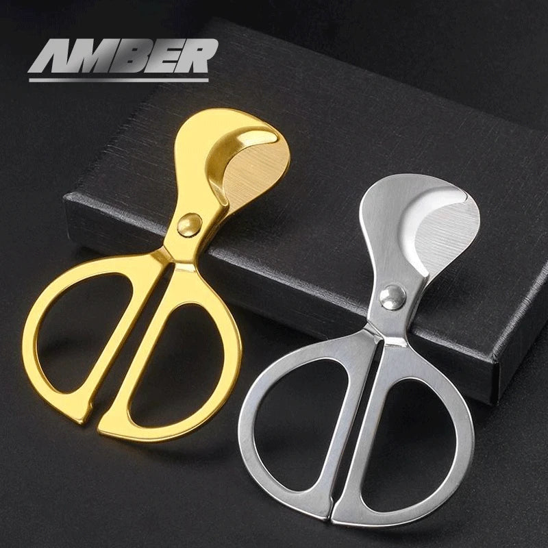 Tagliasigari in acciaio inox a doppia lama con custodia in legno tascabile