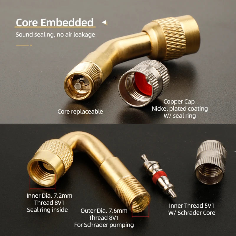 Schrader Valve Extender &ndash; Curved Design for Easy Pump Access