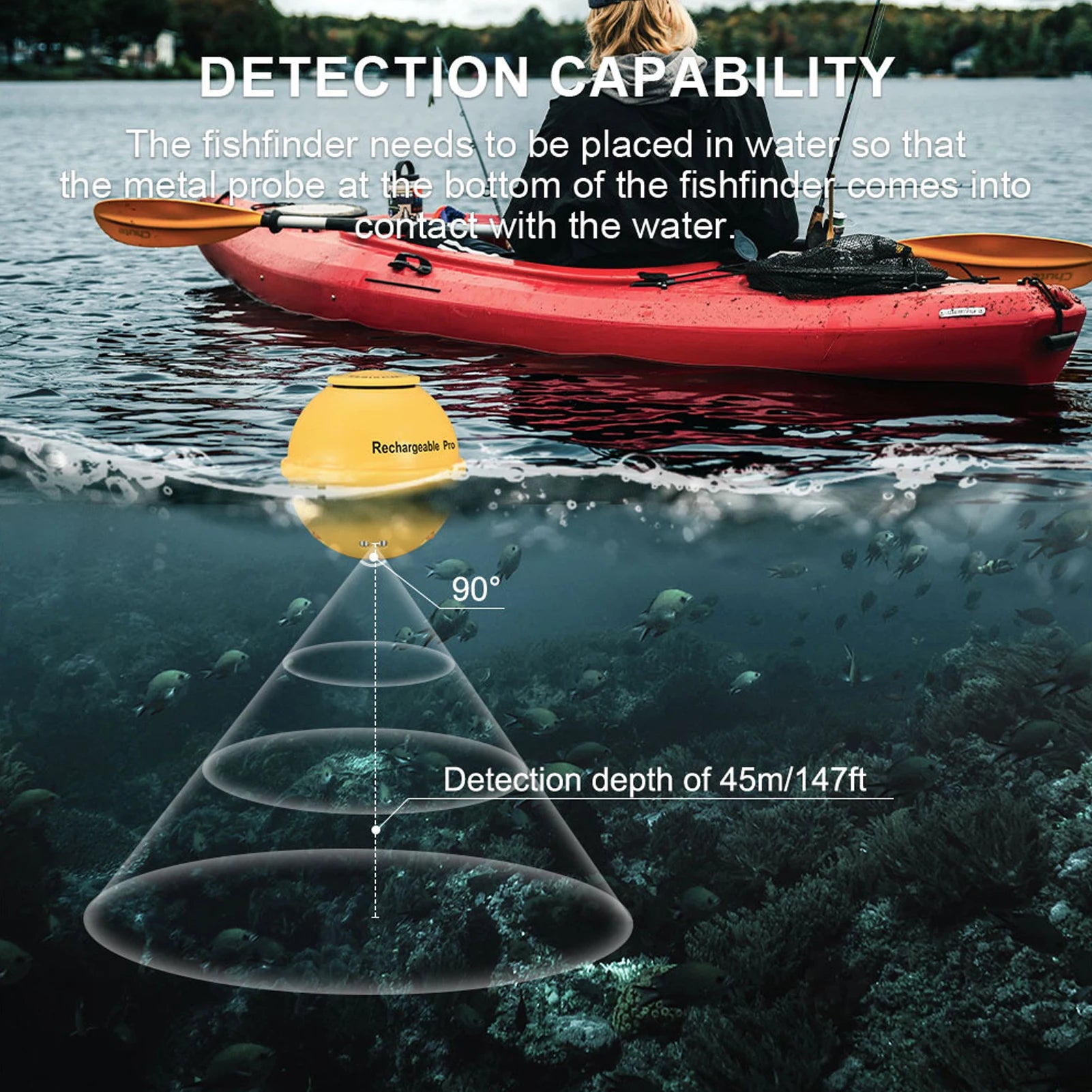 LIXADA Portable Fish Finder &ndash; Wireless Sonar LCD Screen