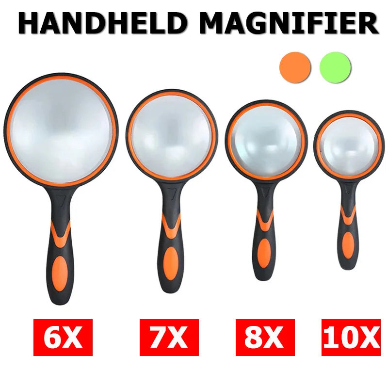 Handheld Magnifying Glass Set 6X 7X 8X 10X for Kids and Seniors