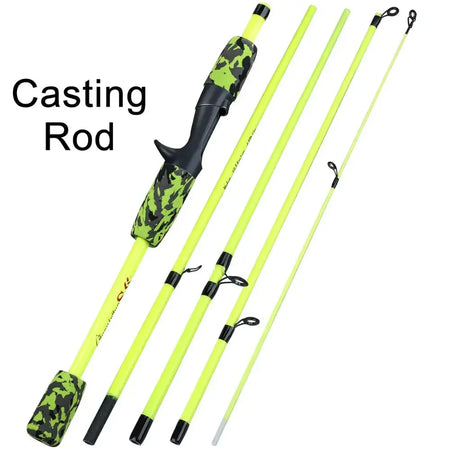 Sougayilang 5 Section Portable Travel Fishing Rod - Ultralight, EVA Handle, Spinning &amp; Casting Yellow Casting