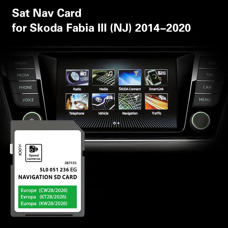 Skoda Fabia 2014-2020 Navi SD 32GB - Europe Full Maps CHINA / Fabia III (NJ)