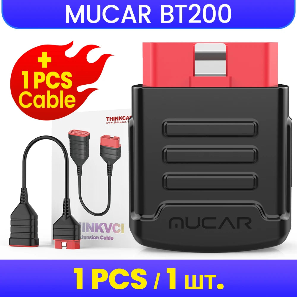 MUCAR BT200 BT200 PRO OBD2 Bluetooth Scanner &ndash; Full Scan BT200 and Cable / CHINA
