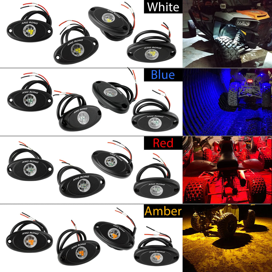 Sada LED osvětlení podvozku automobilu 4 ks, 12-24V podsvícení pro automobily, hliník