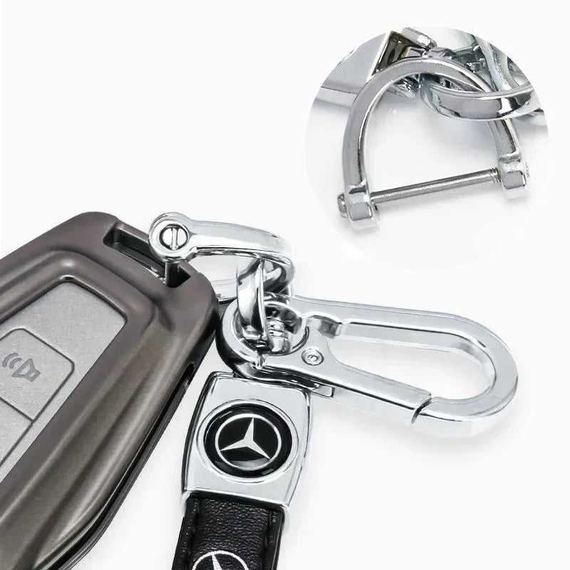 Leather Keychain For Mercedes Benz - Durable Zinc Alloy
