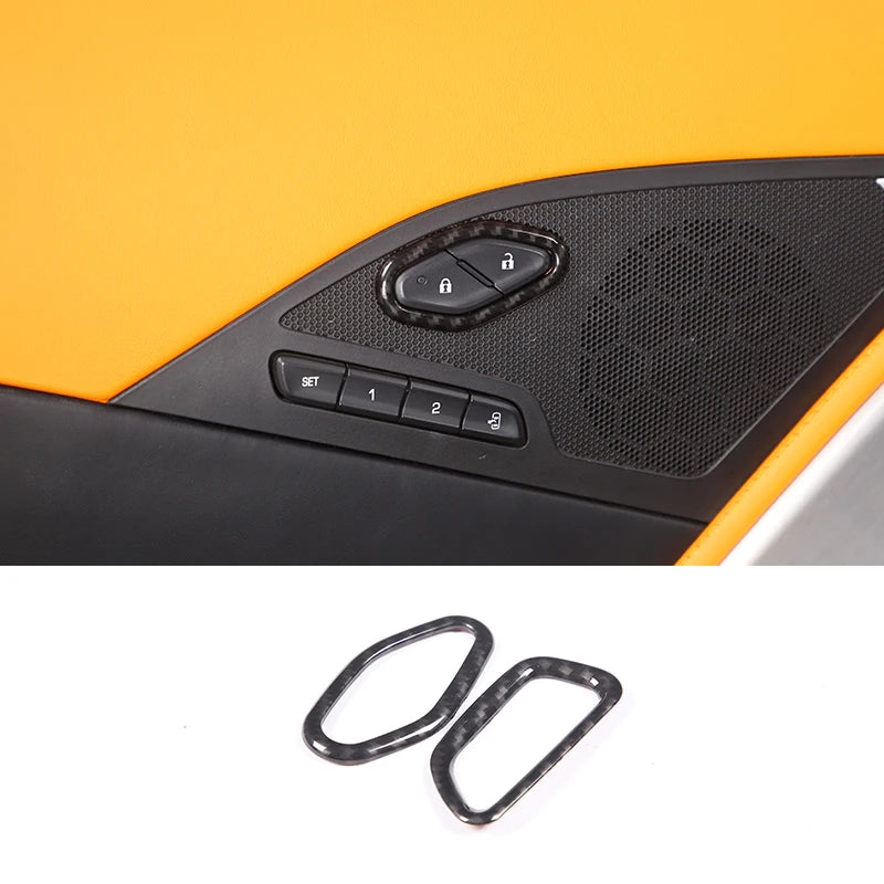 2 st ABS kolfiber inredning dörrlås dekorativa ramklistermärken för 2014 till 2019 Chevrolet Corvette C7 Z06