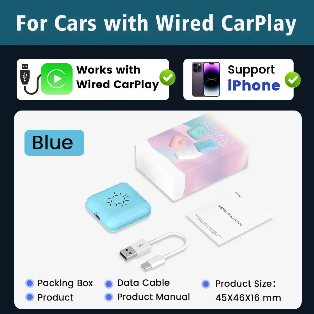 Carlinkit 3.0 Mini CarPlay Wireless Adapter Toyota Camry Mini3 Blue
