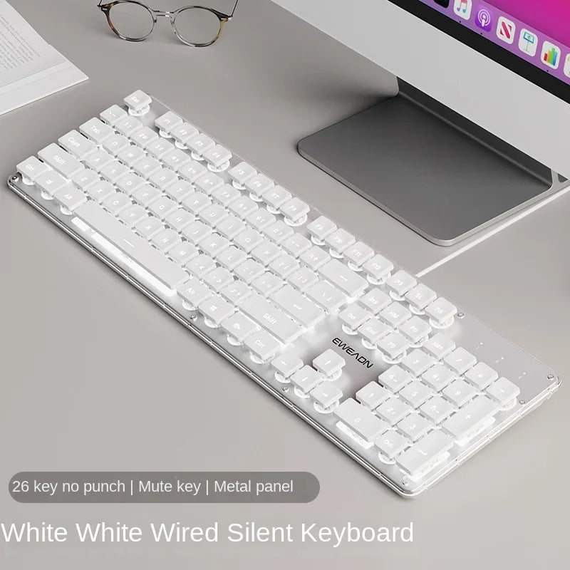 EWEADN GX710 &ndash; Mute Keyboard With White Backlight, Wired Wired keyboard