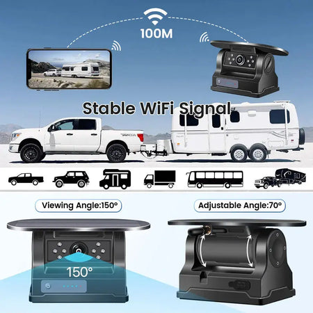 Solar HD Backup Camera With 5G Wifi And AI Blind Spot Alarm by InterCyprus Trading Ltd