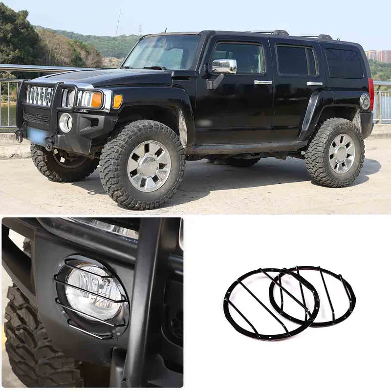Передние защитные щитки противотуманных фар Hummer H3 из нержавеющей стали черные 2 шт.