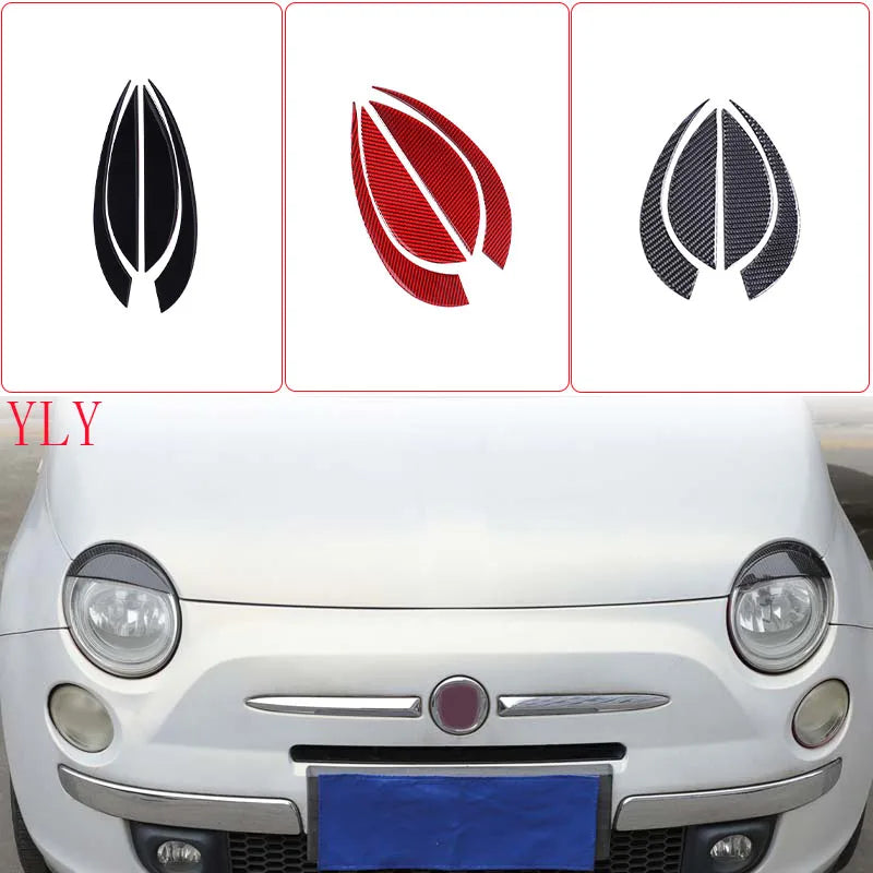 Adesivo per sopracciglia in fibra di carbonio morbida per Fiat 500 2007 2015
