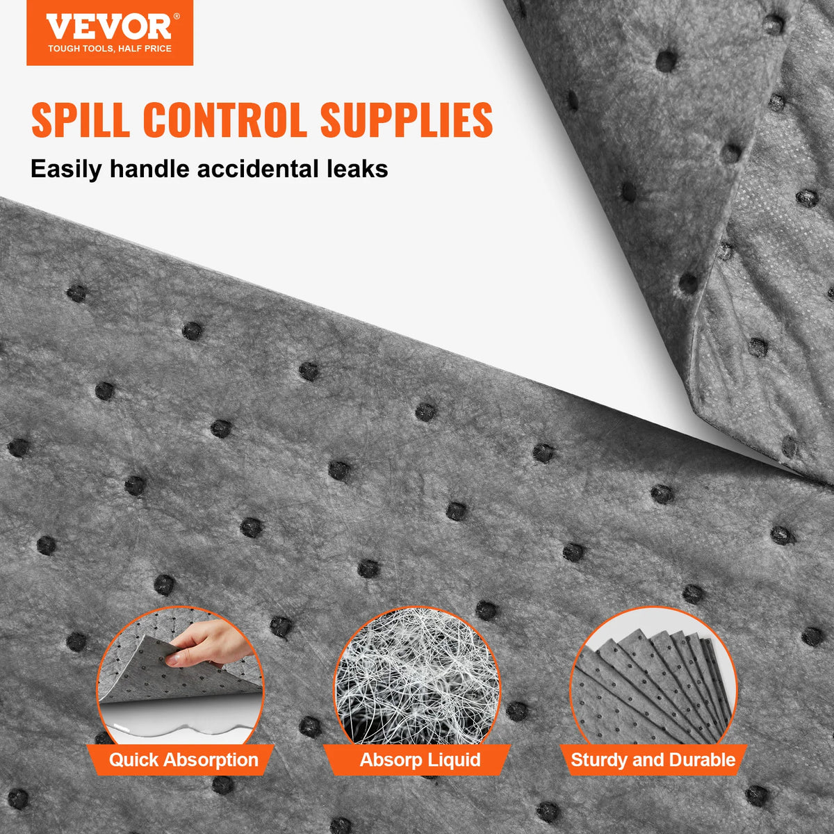 VEVOR Spill Absorbent Pads &ndash; Up To 12 Gal Absorption