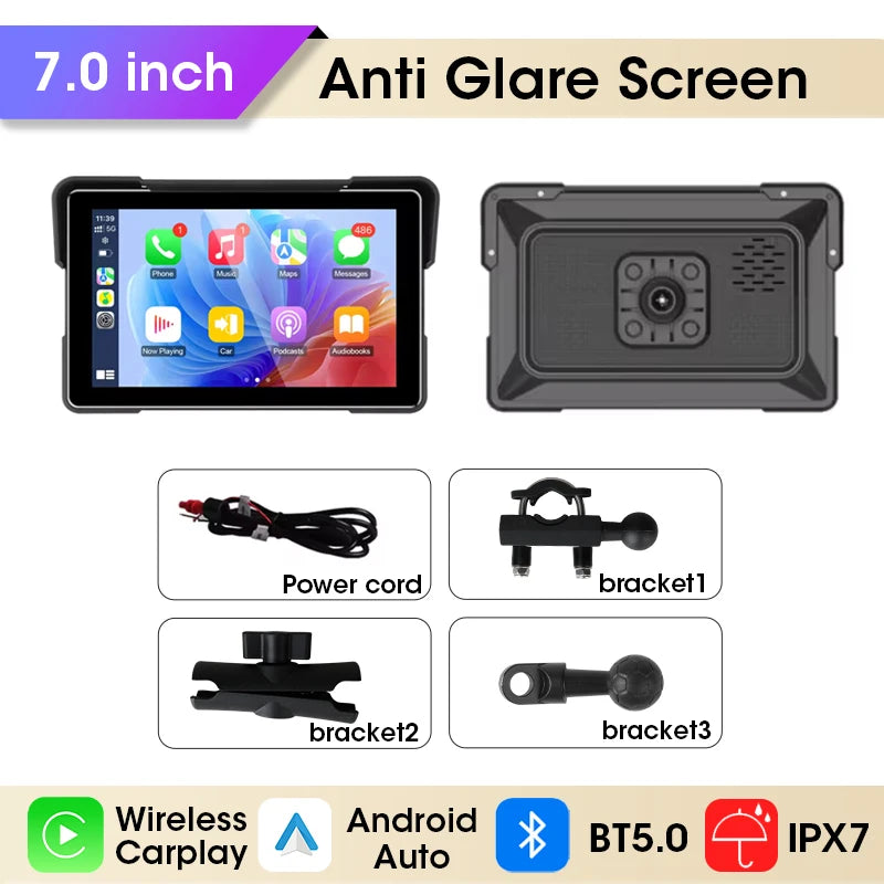 CarPlay Motorcycle DVR Navigation GPS &ndash; Wireless CarPlay and Android Auto Support 7 inch No DVR