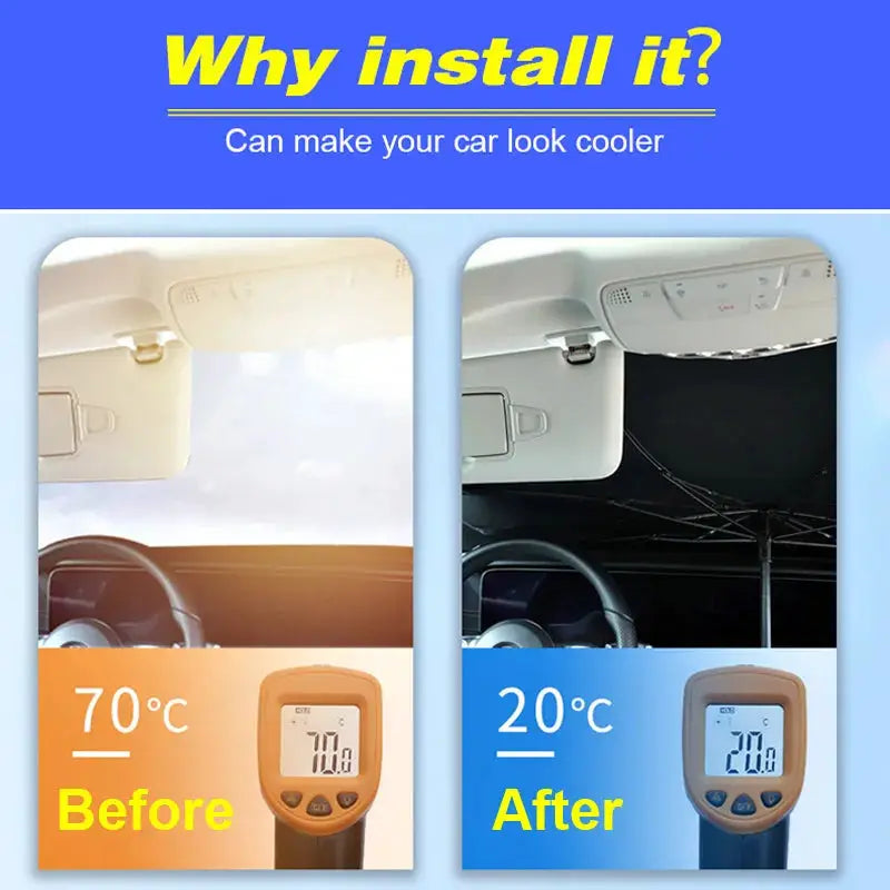 Vtear Universal Car Windshield Sun Shade Umbrella Foldable Front Window Sunshade UV Block Heat Insulation Reflective Sun Visor by InterCyprus Trading Ltd