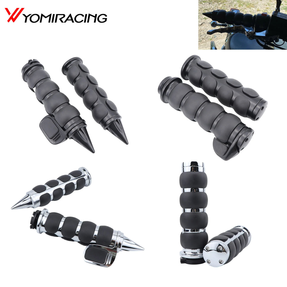 Handlebar End Grips for Suzuki Boulevard M109R 25mm Aluminum Rubber Chrome and Black Two Tone Finish